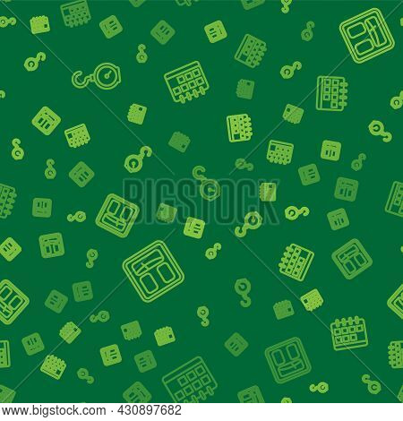 Set Line Hand Scale Spring Mechanical, Bathroom Scales And Calendar On Seamless Pattern. Vector