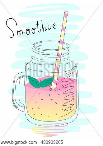 The Strawberry Banana Smoothie Vector Illustration For Your Design