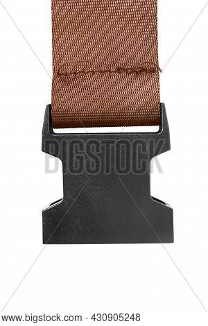 Detail Of Plastic Fastex Buckle Closeup Isolated On White Background