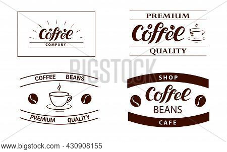 The Coffee Company, Premium Quality, Coffee Beans, Logo, Coffee Cup, Brown Stylish Color, Logotype F