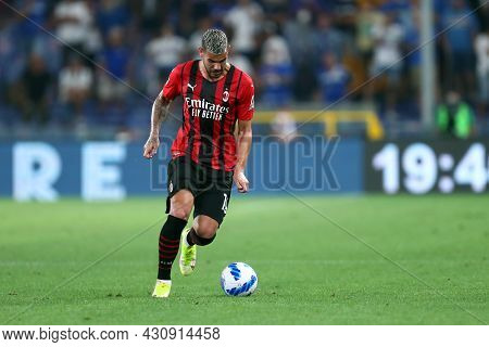 Genova, Italy. 23 August 2021. Theo Hernandez Of Ac Milan  During The Serie A Match Beetween Uc Samp