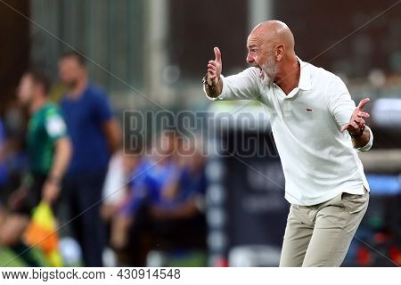 Genova, Italy. 23 August 2021. Stefano Pioli, Head Coach Of Ac Milan  During The Serie A Match Beetw