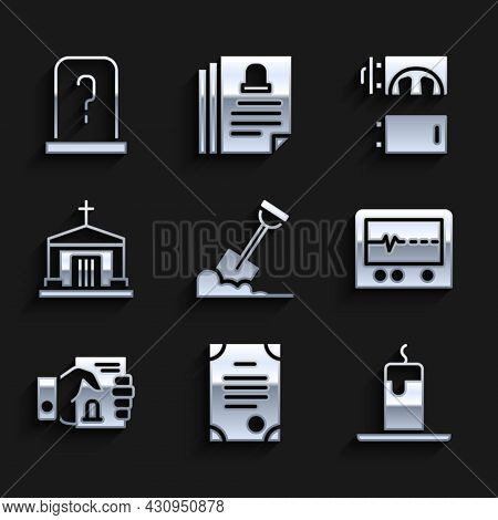 Set Shovel In The Ground, Death Certificate, Burning Candle, Beat Dead Monitor, Hand, Old Crypt, Cre