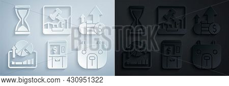 Set Atm And Money, Financial Growth Coin, Stocks Market Graphs, Bear, Online Internet Auction And Ol