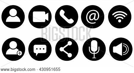Message Icon. Social Conversation Set. Telephone Symbol. Speaker Icon Set. Information Icon. Vector 