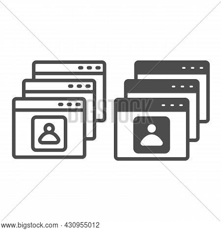 Windows With User Profile Button, Account Log In Line And Solid Icon, Computing Concept, Avatar Vect