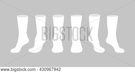White Socks Template Mockup Flat Style Design Vector Illustration Set Isolated On White Background. 