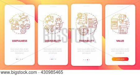 Ux Elements Onboarding Mobile App Page Screen. Findability, Value Perspectives Walkthrough 4 Steps G