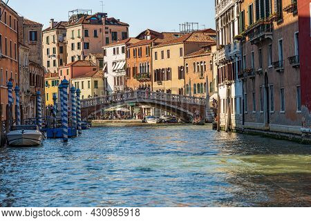 Venice, Italy - June 2, 2021: Ponte Delle Guglie (bridge Of The Spires - 1580) Over The Cannaregio C
