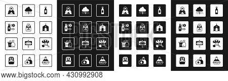 Set Bottle Of Water, Donation And Charity, Reception Glass Bottles, Tourist Tent, Church Building, C