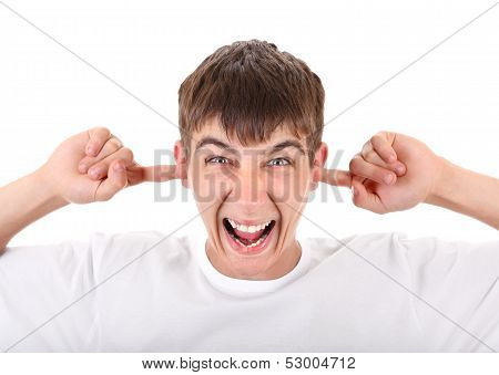 Angry Teenager With Closed Ears
