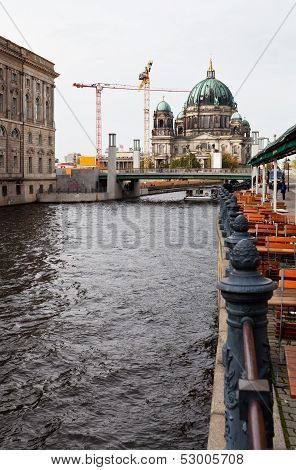 Spree River Waterfront And Berliner Dom In Berlin