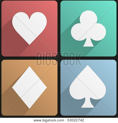 Flat icon set playing cards suit