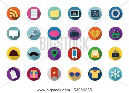 Trendy Vector Flat Icons With Long Shadow