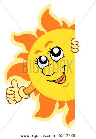 Lauernde Sonne mit Händen