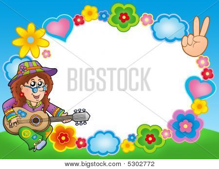 Telaio tondo Hippie con il chitarrista