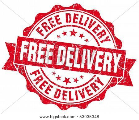 Free Delivery Grunge Round Red Seal