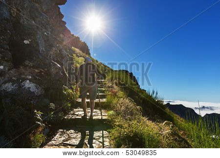 Pico Ruivo and Pico do Areeiro mountain peaks in  Madeira, Portugal