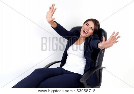 Business woman full of emotions