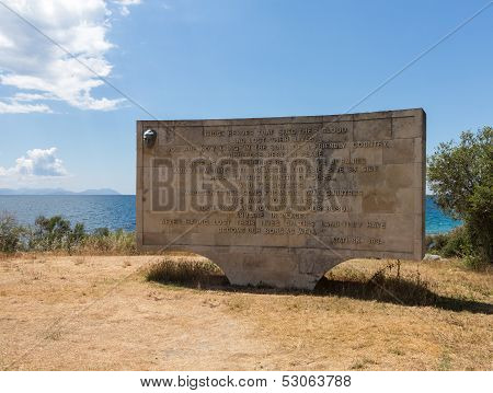 Memorial Stone At Anzac Cove Gallipoli