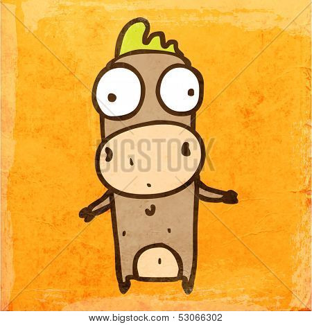 Cartoon Goat. Cute Hand Drawn Vector illustration, Vintage Paper Texture Background