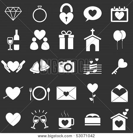 Wedding Icons On Black Background