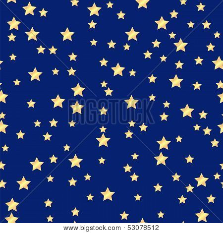 Seamless Pattern Of Gold Stars On A Blue  Background.holiday Background.vector