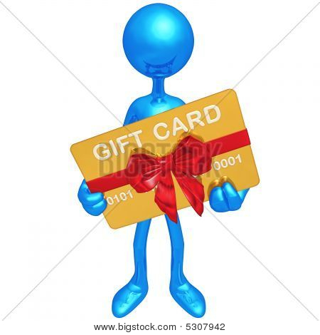 3D personage met giftcard