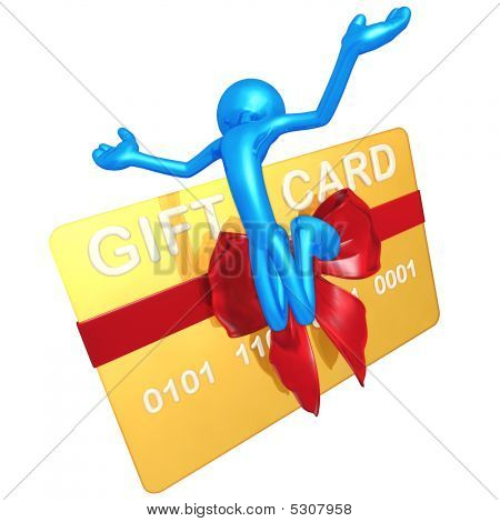 3D personage met giftcard