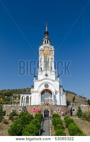 Temple-lighthouse St. Nicholas Of Myra In The Village Malorechenskoye. Crimea.