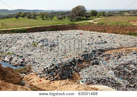 Pile Of Domestic Garbage In Landfill
