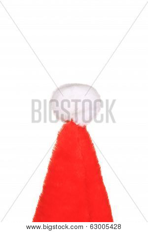 Top of Santa Claus conical red hat.