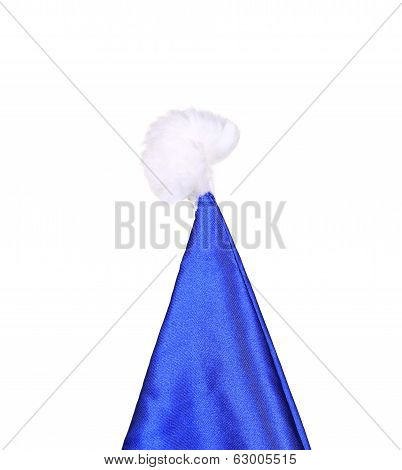 Top of Santa Claus conical blue hat.