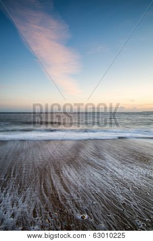 Stunning Sunset Over Beach Long Exposure Landscape