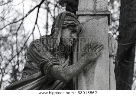 Old Statue Of Angel On The Graveyard