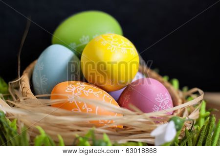 Easter eggs in nest black