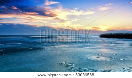 Landscape In Winter From A Froze Lake