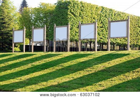 Bulletin boards in a public garden