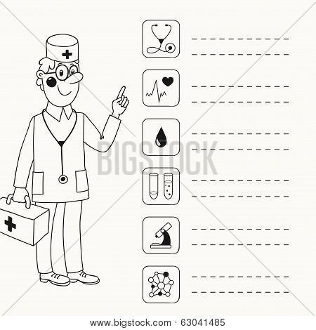 Background with a doctor who gives directives