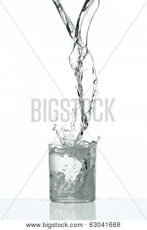 Fresh Flow Of Water Splashing In A Tranparent Glass