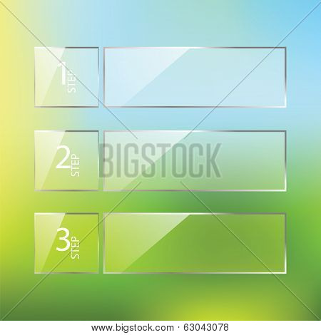 Vector Glossy One Two Three Steps, Progress Options Banners With Colorful Tags