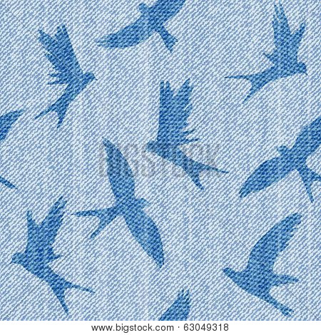 Elegance Seamless Pattern With Jeans Birds