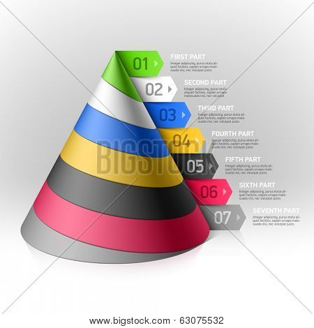 Layered cone design element. Vector.