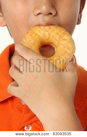 Close Up Kit Eating Dough Nut
