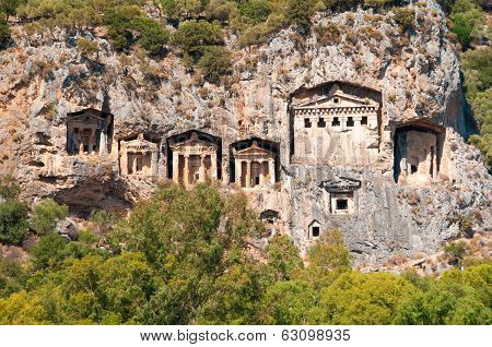 Turkish  Lycian Tombs  - Ancient Necropolis In The Mountains