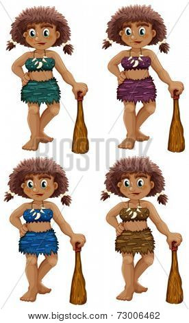 Illustration of a set of cavemen