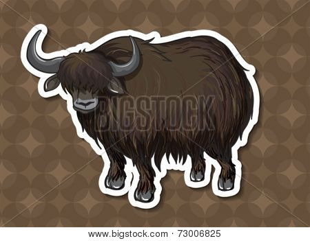 Illustration of a black bull with background
