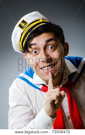 Funny captain sailor wearing hat