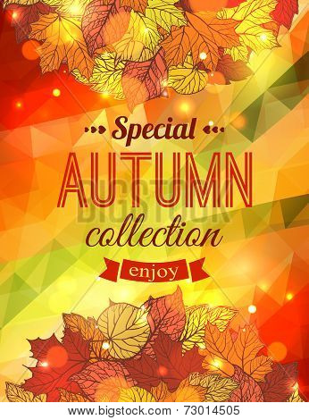 Autumn sale typographical background. Geometric design. Vector illustration.