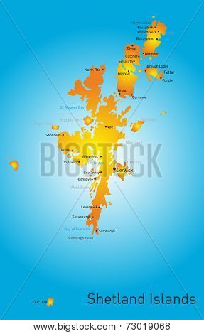 Vector color map of Shetland Islands